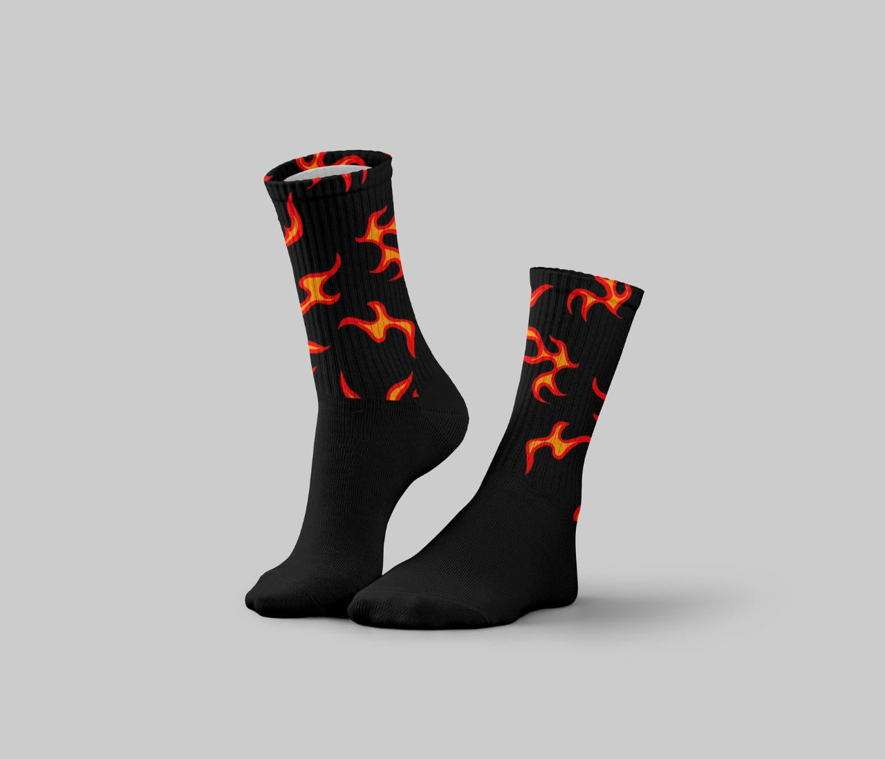 Black naruto flames crew socks side look