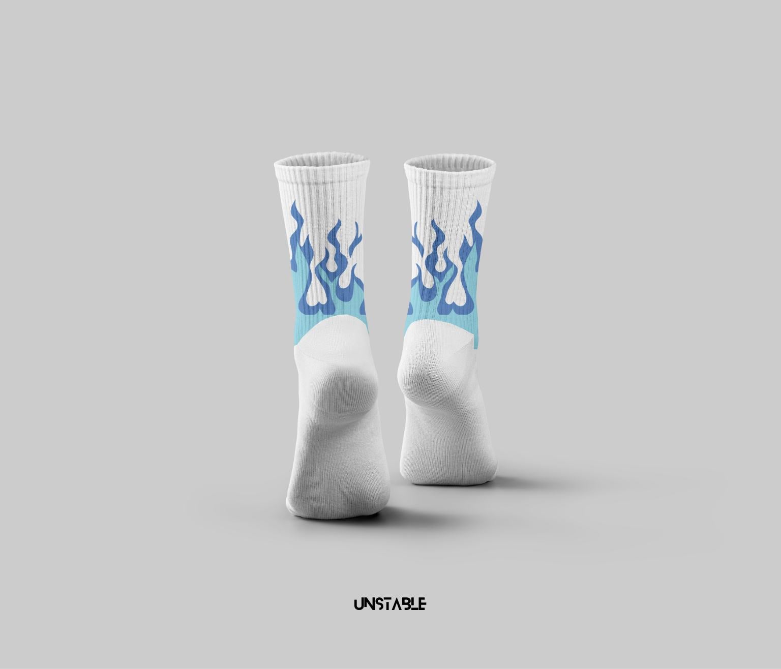Aqua Blaze Crew Socks Unstable Flames socks