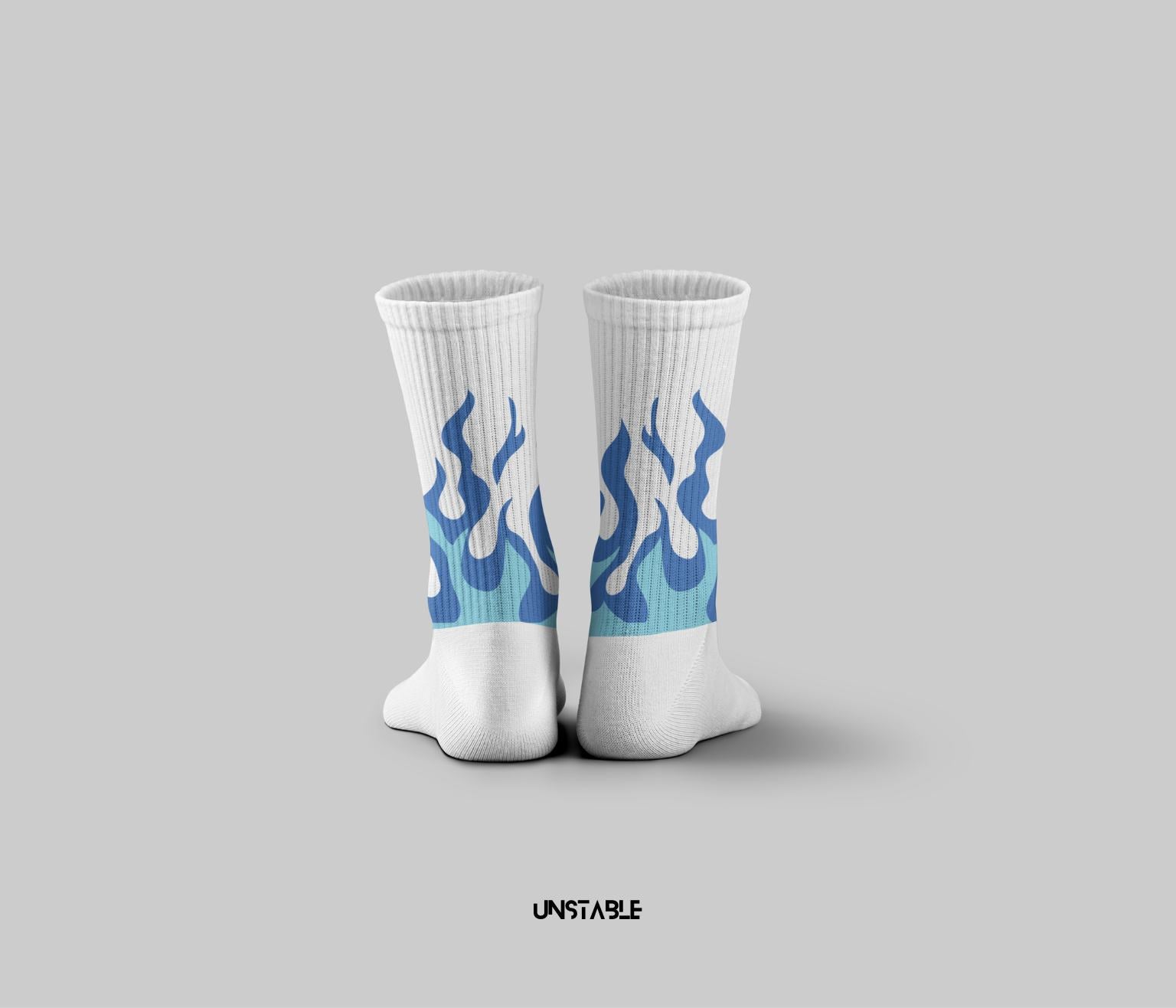 Aqua Blaze Crew Socks Unstable Flames socks