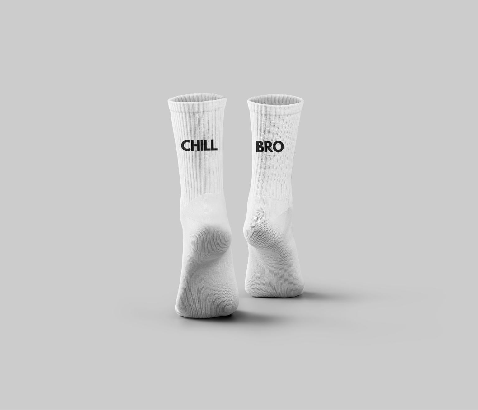 quote socks with saying chill bro from unstable clothing