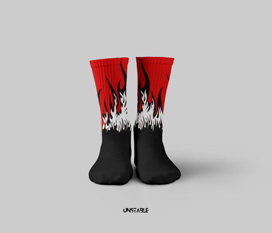 Flames fire unique crew socks from unstable clothing