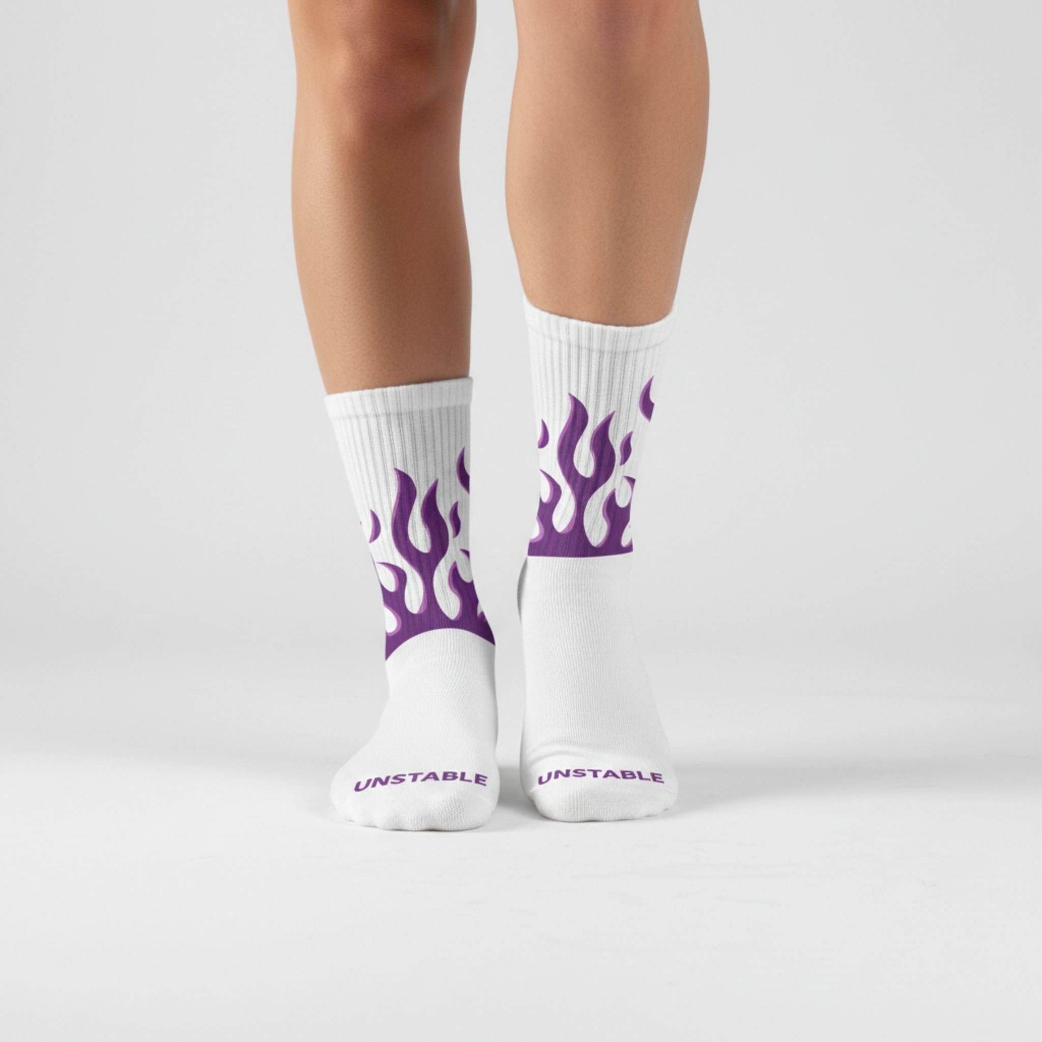 Purple Flames Crew Socks