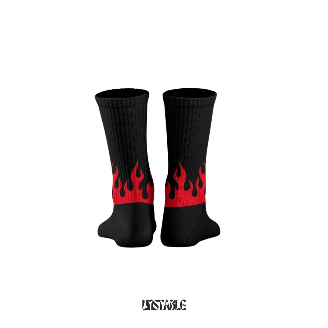 inferno blaze  crew white unisex socks