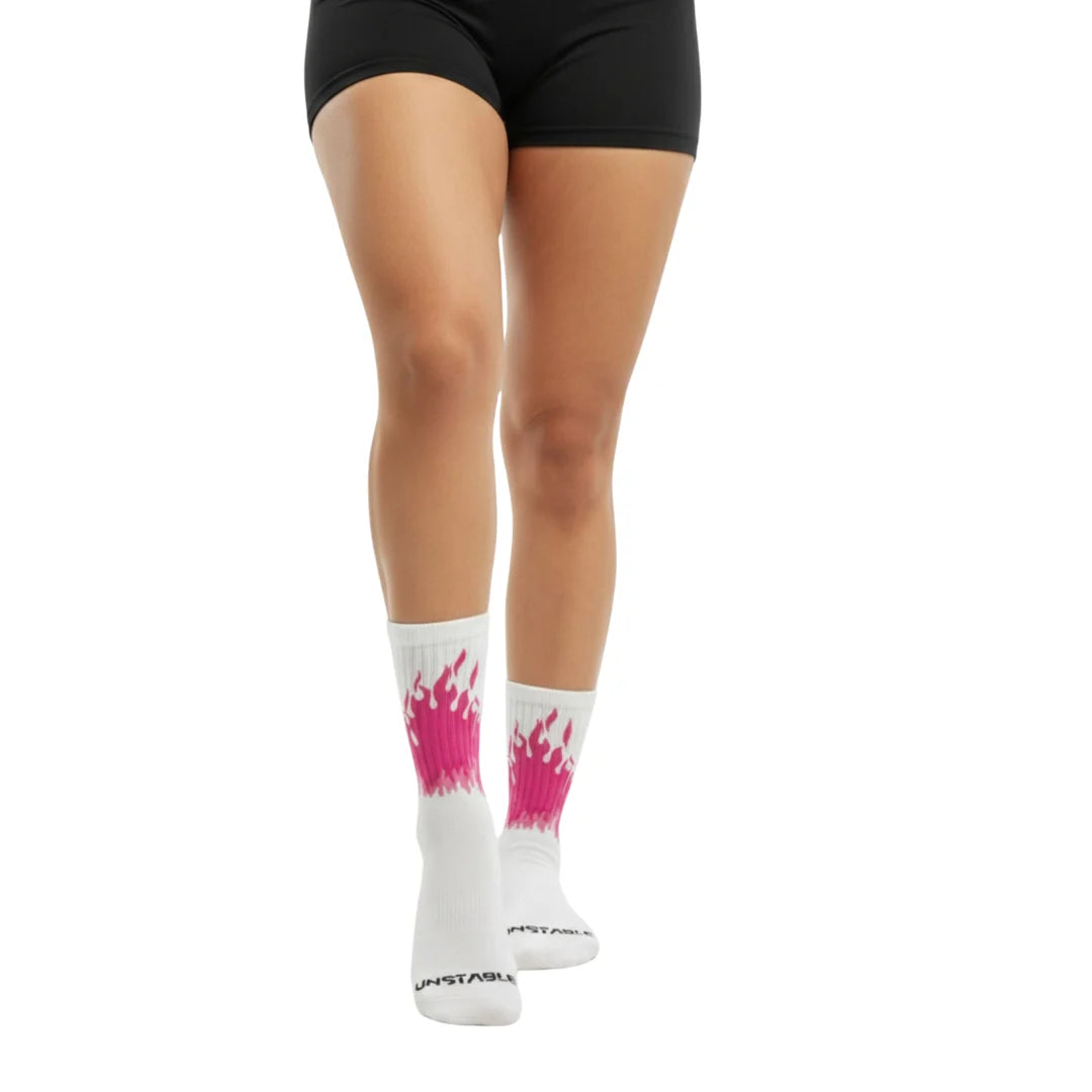 Pink Power Flames Crew Socks