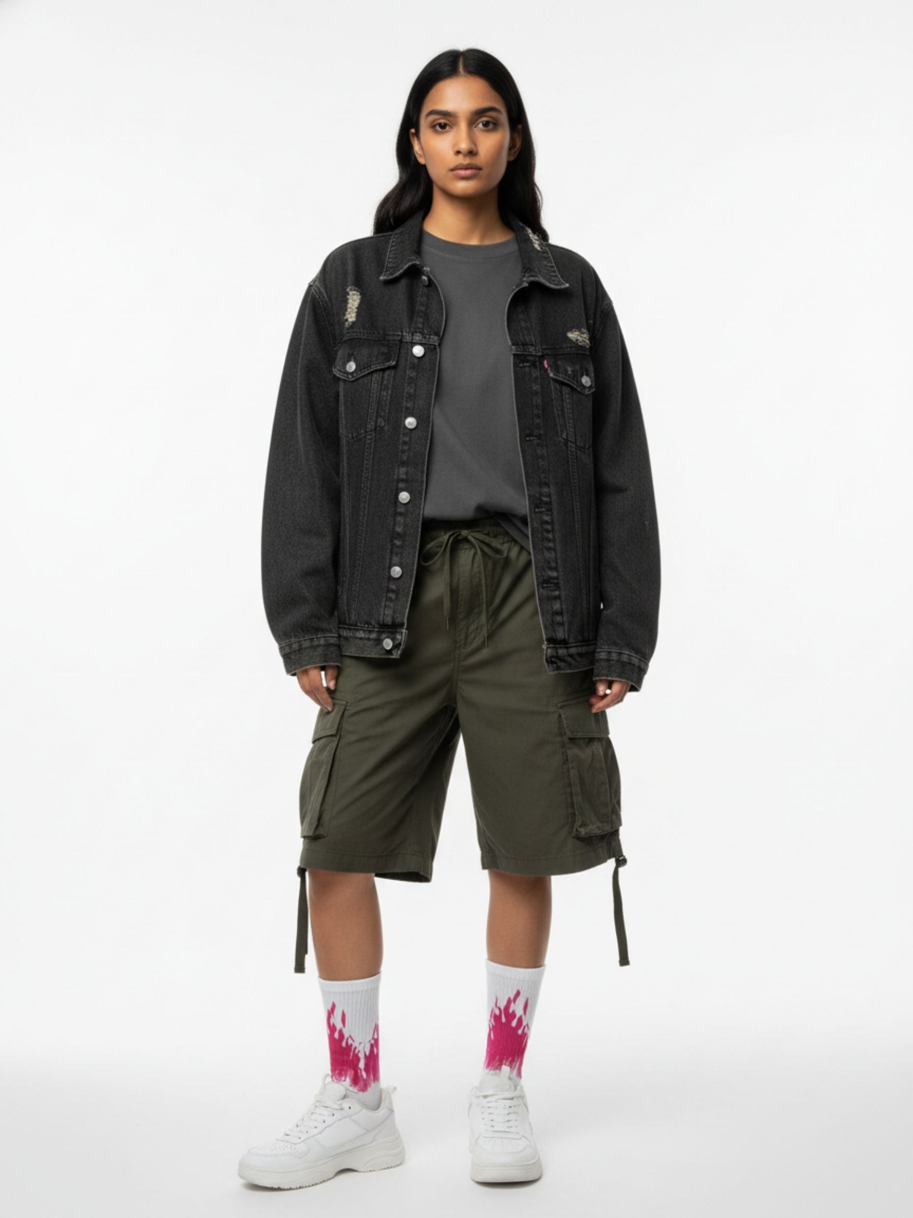 Pink Power Flames Crew Socks