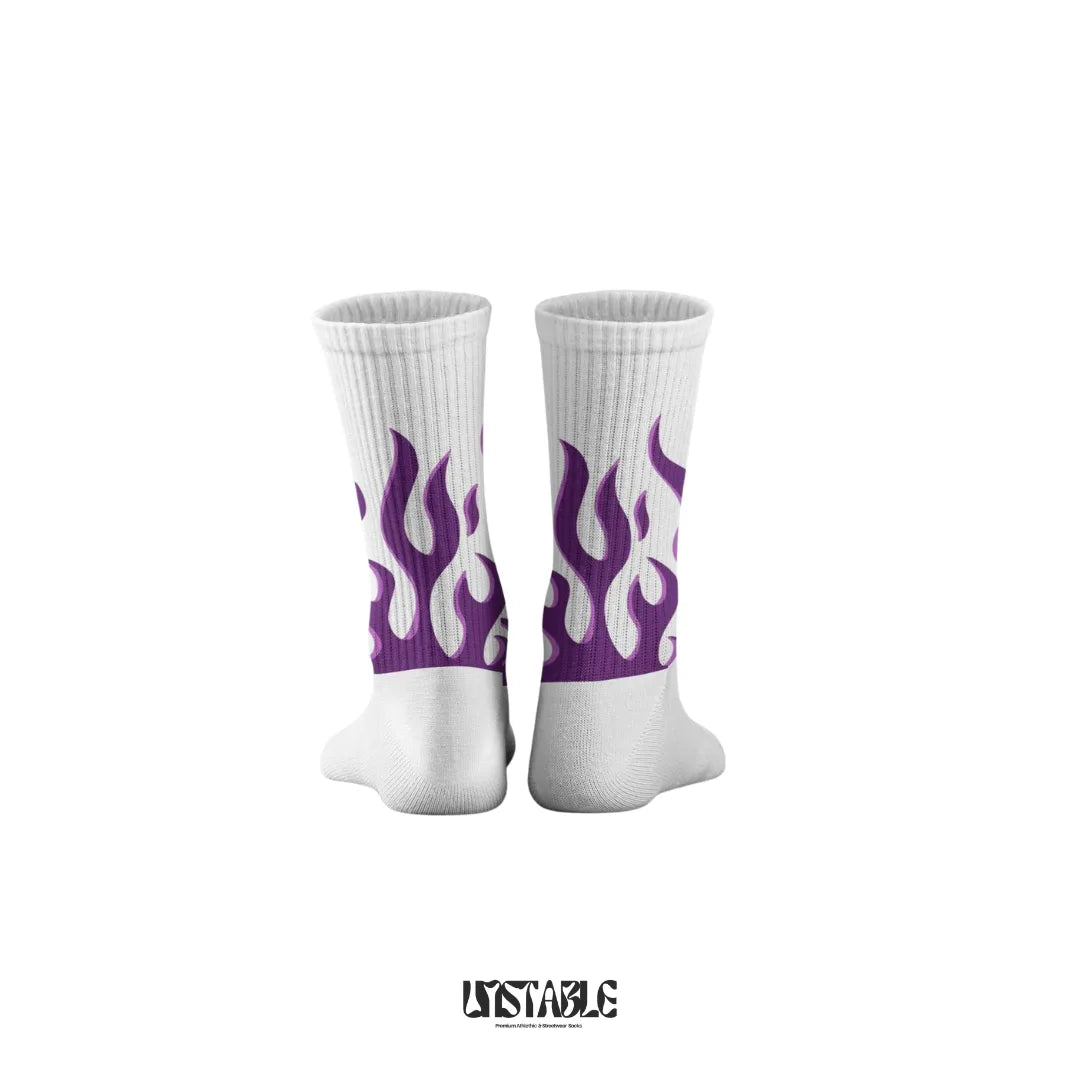 Purple Flames Crew Socks