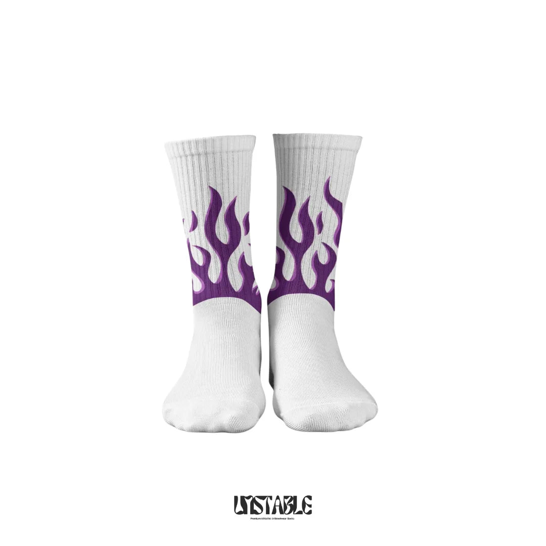 Purple Flames Crew Socks