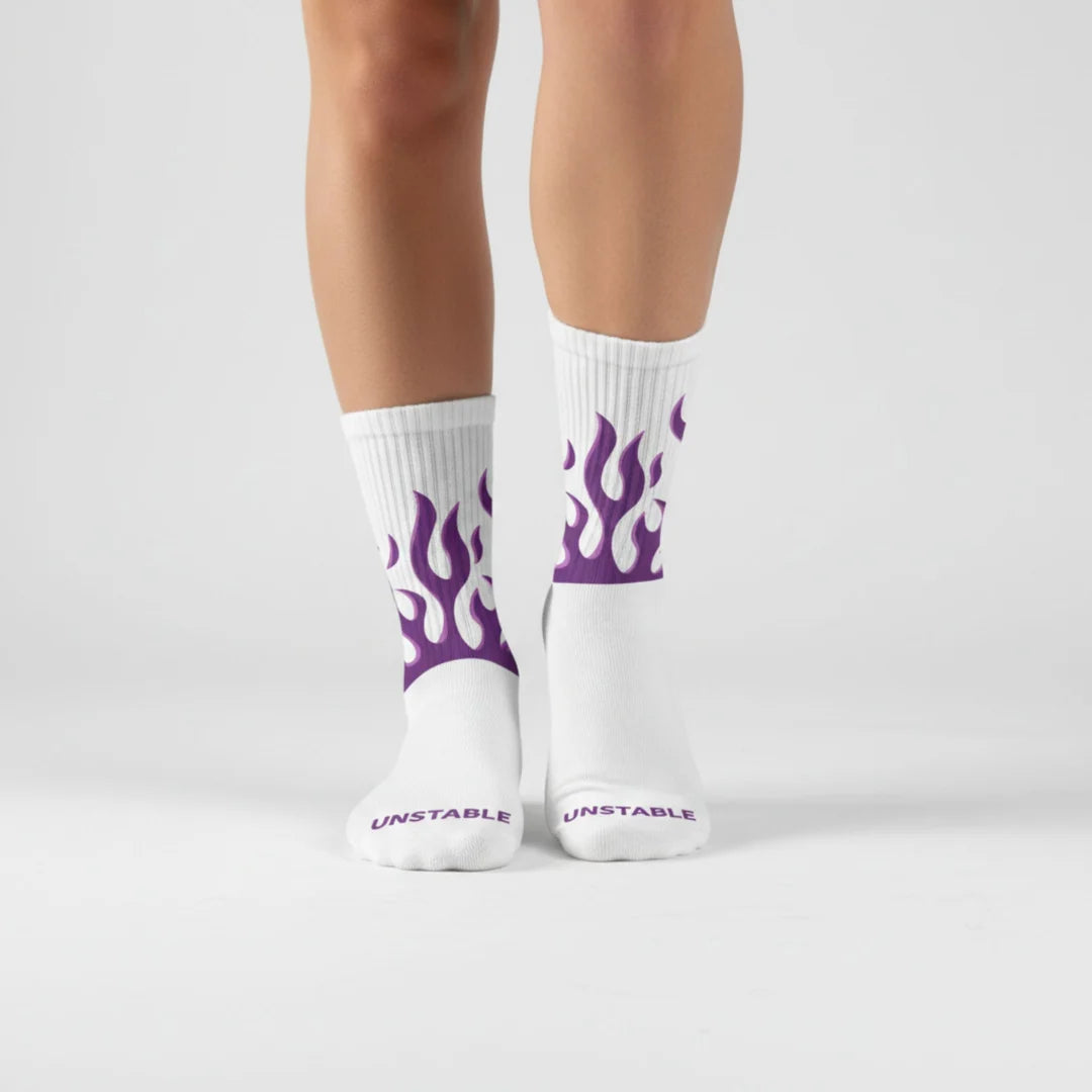 Purple Flames Crew Socks