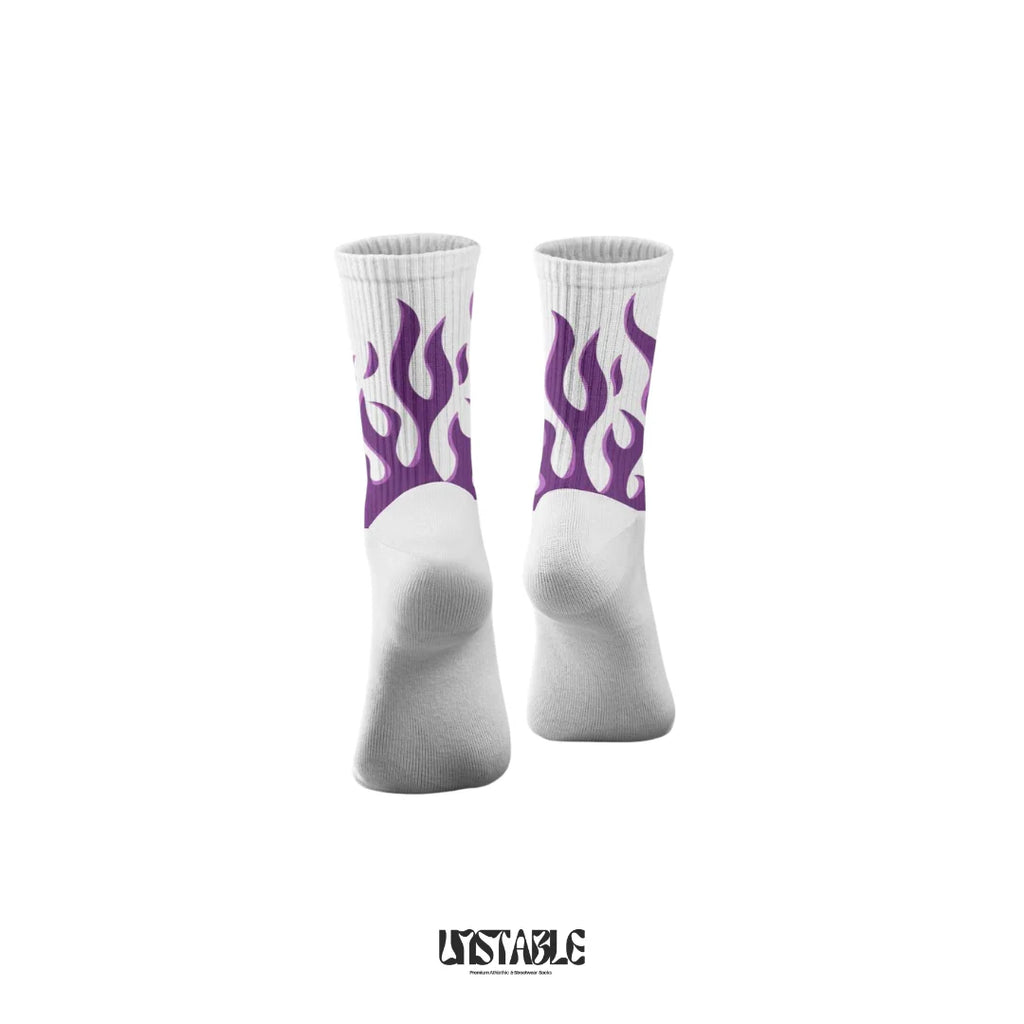 Purple Flames Crew Socks
