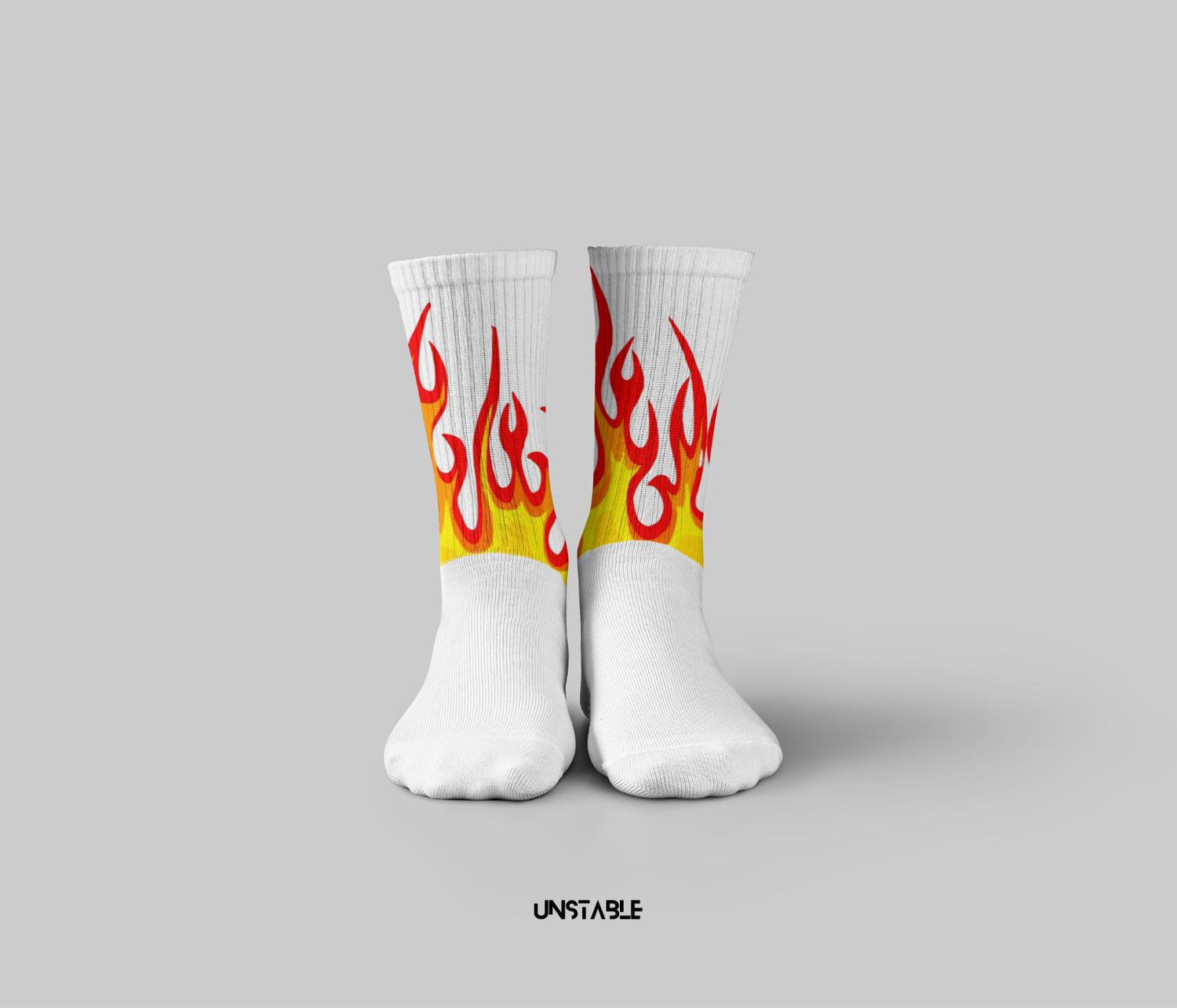 Vintage Flames crew Cushioned Socks  Premium Flames Unisex Socks