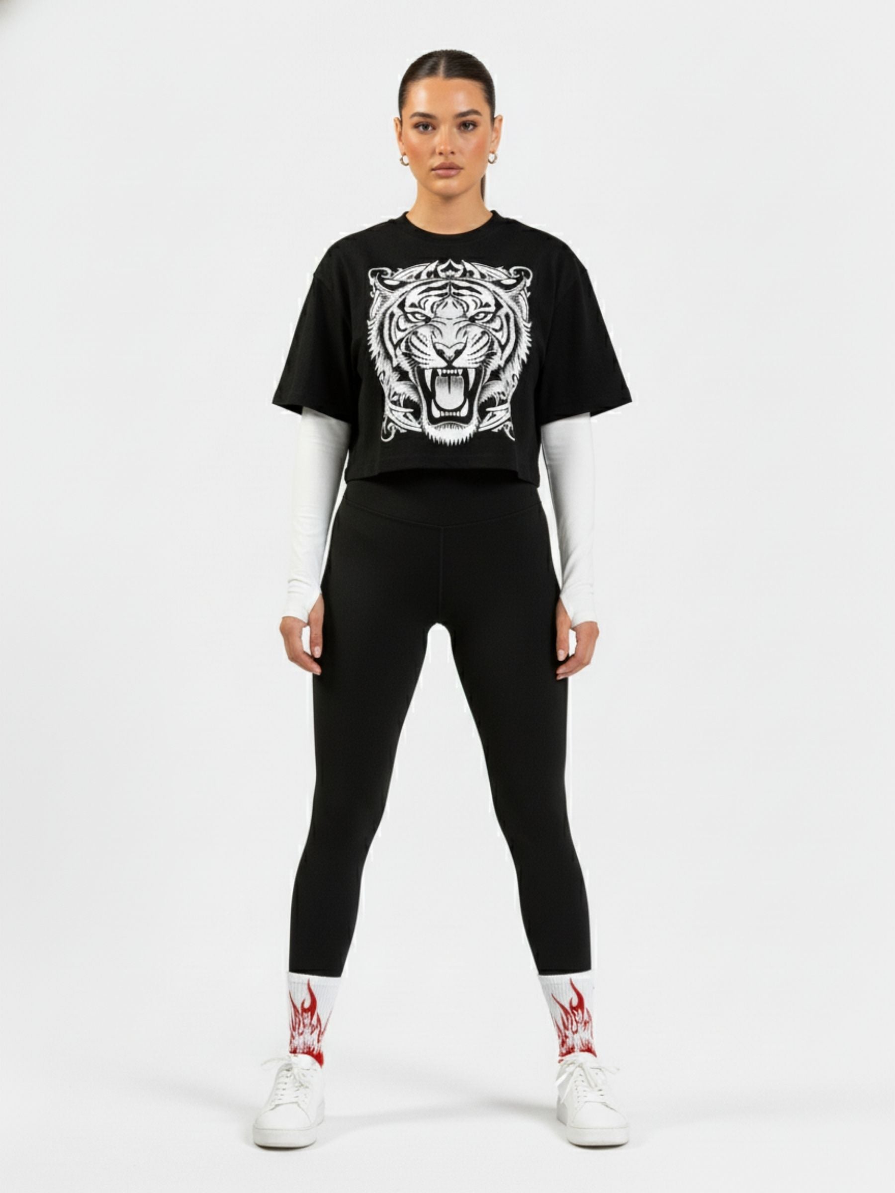 White Heat Flames Crew Socks